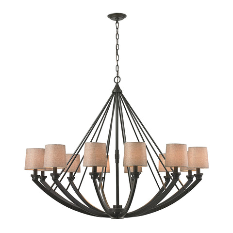 Morrison 12-Light Oil Rubbed Bronze Light Vintage Fixture Ceiling Chandelier