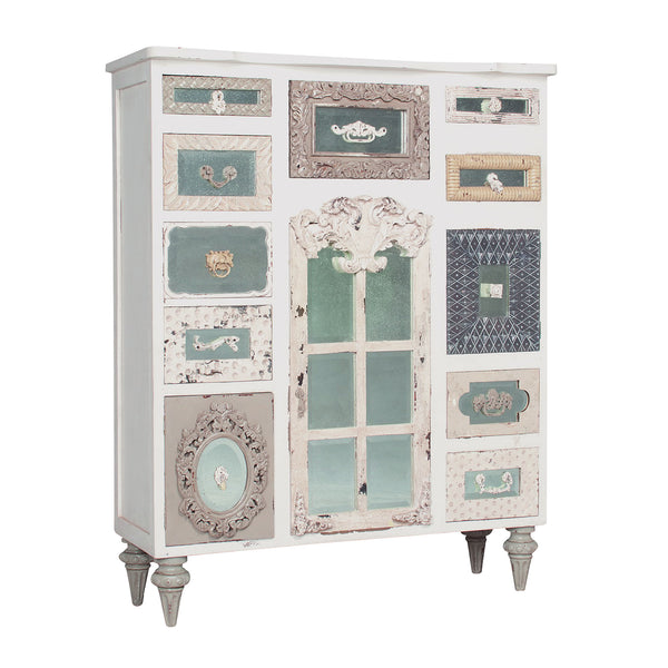 Mirror Mosaic Tall Garden Lattice White Vintage Tall Chest Dresser Drawer