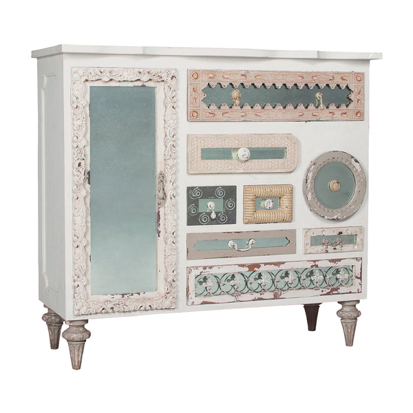 Mirror Mosaic Garden Lattice White Vintage Tall Chest Dresser Drawer