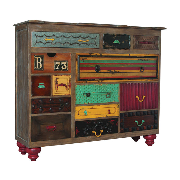 Mosaic Treasures Weathered Mahogany Vintage Tall Chest Dresser Drawer