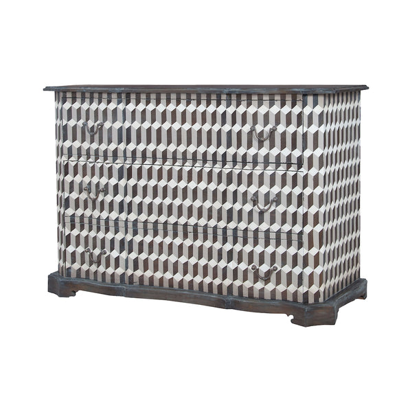 Heritage In Grey Stain Hand Painted Geometric Art Heritage Grey Chest Drawer