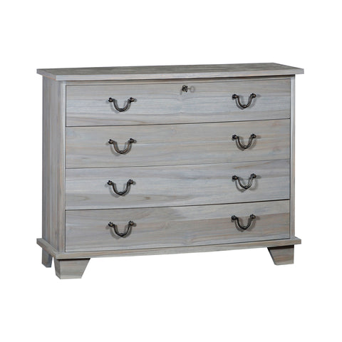 Brandon Teak 4-Drawer Henna Wax Vintage Tall Chest Dresser Drawer