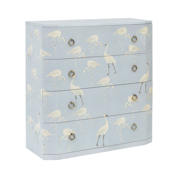 Bellatrix Light Sky Blue Hand-Painted Art Vintage Tall Chest Dresser Drawer