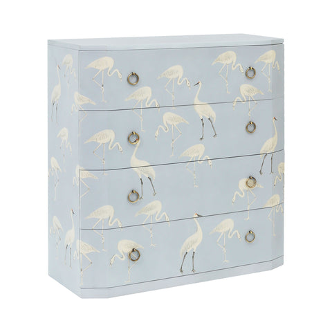 Bellatrix Light Sky Blue Hand-Painted Art Vintage Tall Chest Dresser Drawer