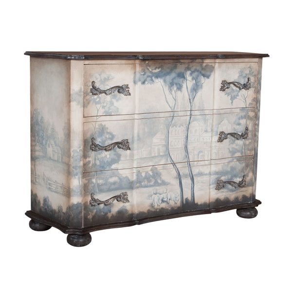 Duchess Hand-Painted Heritage Dark Grey Stain Vintage Tall Chest Dresser Drawer
