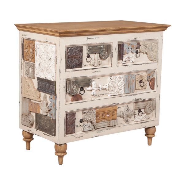 Artifacts Collage Artisan Dark Stain Legacy Pearl Tall Chest Dresser Drawer