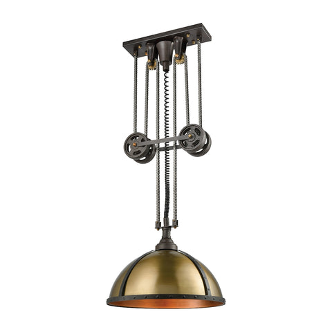 Torque 3-Light Pulldown Vintage Rust and Aged Brass Light Vintage Chandelier