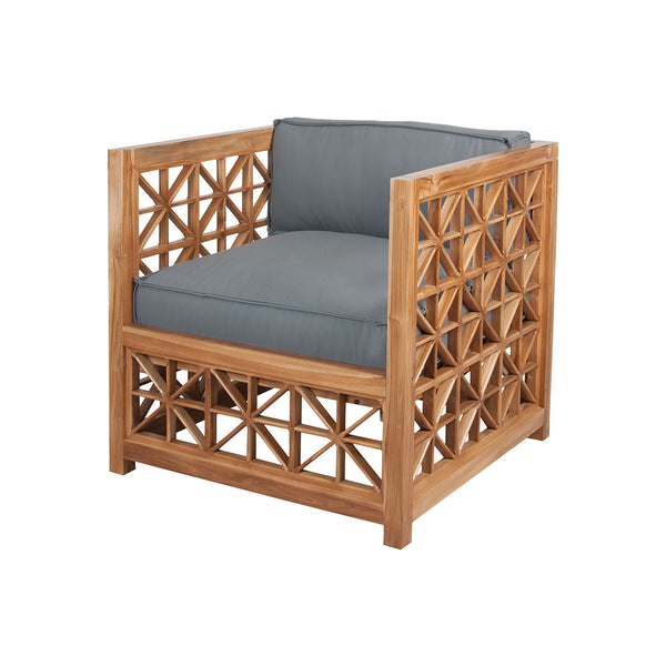 Vincent Lattice Outdoor In Euro Teak Oil Mid Century Modern Dining Chairs