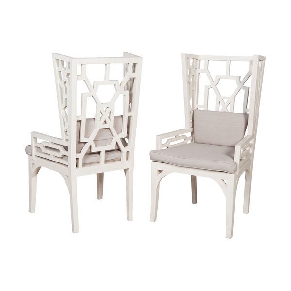 Manor Wing Set-2 Cushions Included Indian White Modern Lounge Dining Chair