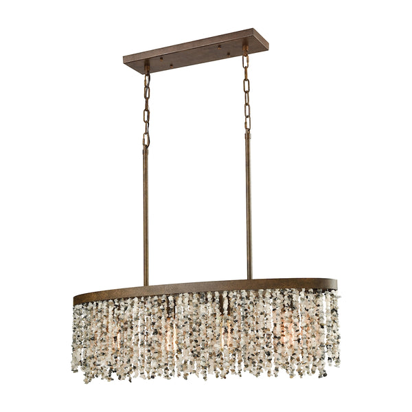 Agate Stones 4-Light Weathered Bronze with Gray Agate Stones Light Chandelier