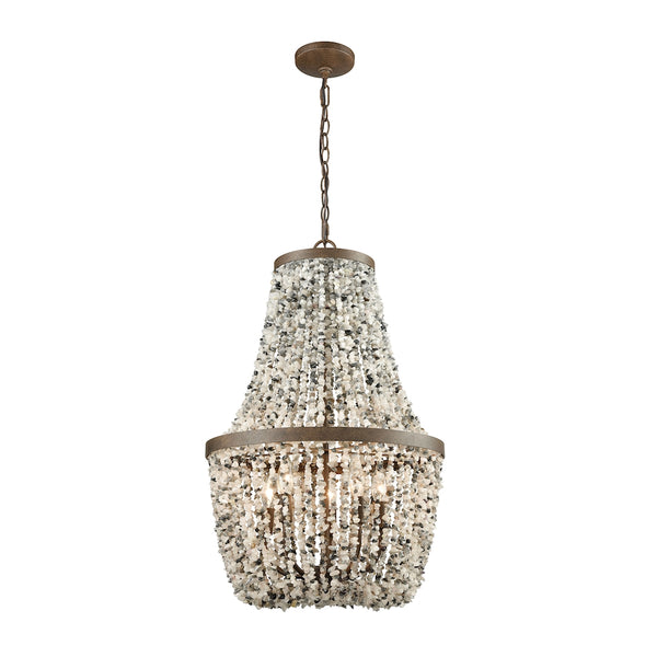 Agate Stones 5-Light Weathered Bronze with Gray Agate Stones Light Chandelier