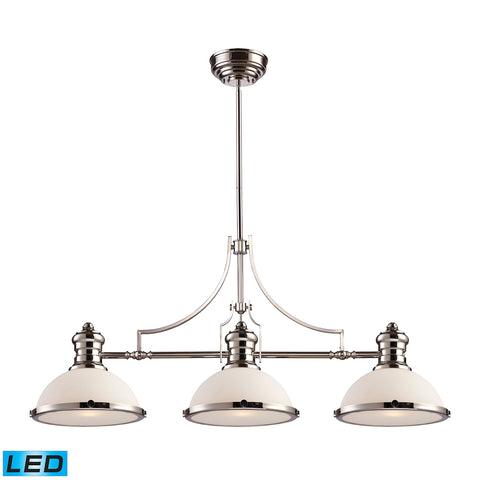 Chadwick 3-Light Polished Nickel LED 800 Lumens Full Sca Glass Island Light