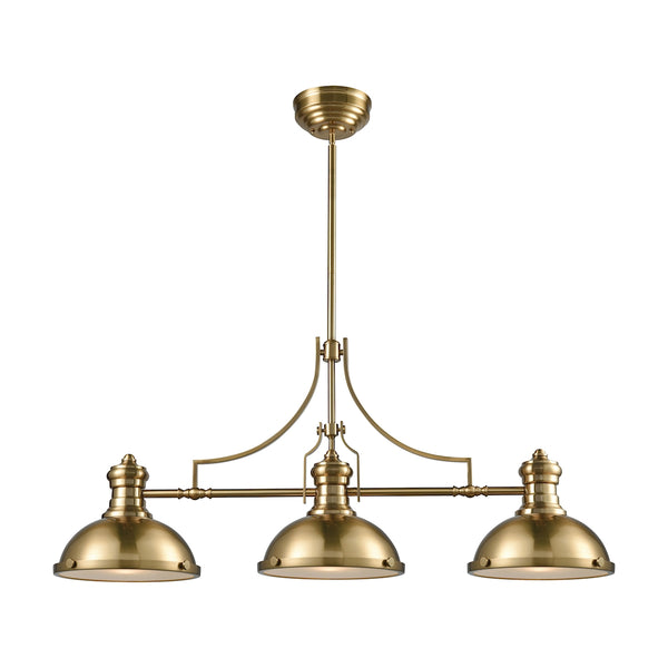 Chadwick 3 Light Satin Brass with Frosted Glass Diffusers Glass Island Light