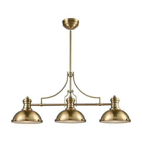 Chadwick 3 Light Satin Brass with Frosted Glass Diffusers Glass Island Light