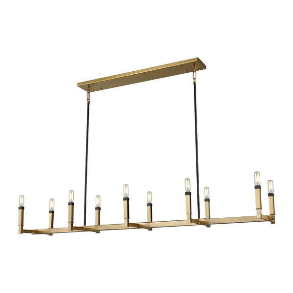 Mandeville 10-Light Satin Brass with Oil Rubbed Bronze Accents Light Chandelier