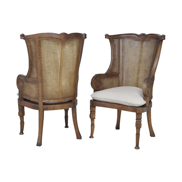 Caned Wing Back In New Signature Stain Set Of 2 Signature Lounge Dining Chair