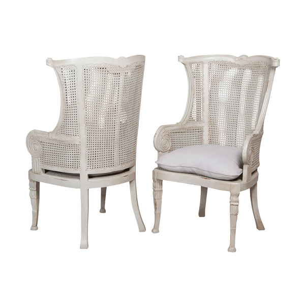 Caned Wing Back Set Of 2 Signature Ice Grey Modern Lounge Dining Chair