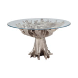 Dimond Home Champagne Wood Root & Glass Tall Coffee Table (Gold & Clear Top)