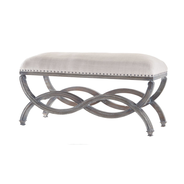Sterling Arc Wooden Double Bench (Gray & White)