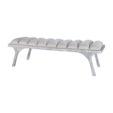 Dimond Home Lawrence Split Leg Solid Wood & Linen Bench (Gray)