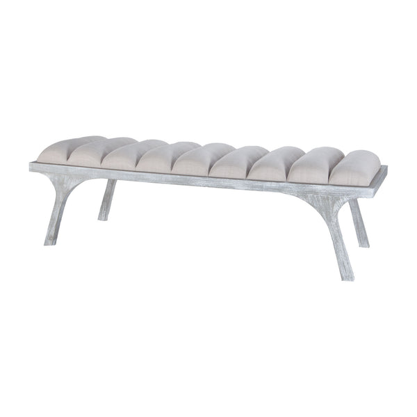 Dimond Home Lawrence Split Leg Solid Wood & Linen Bench (Gray)