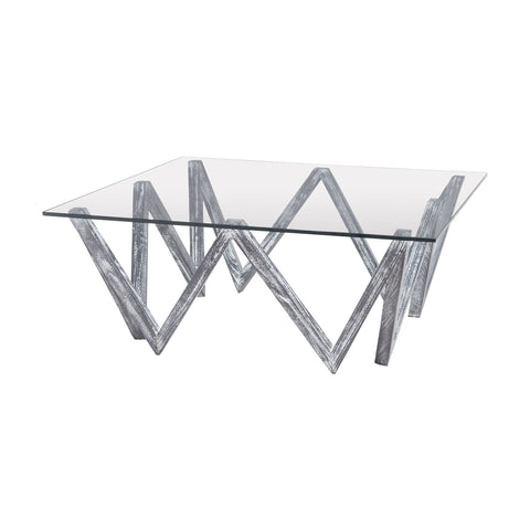 Dimond Home Gehring Solid Wood & Glass Coffee Table (Gray & Clear Top)