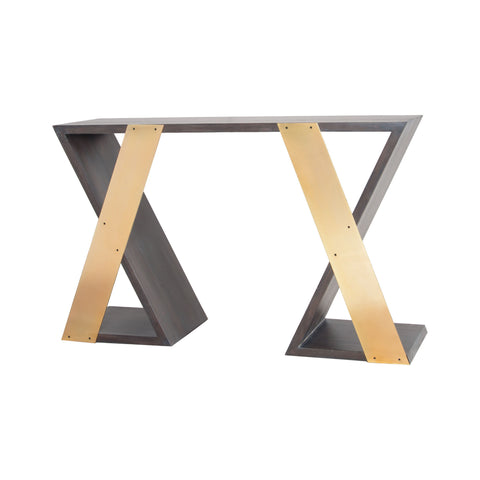 Dimond Home Bedford Solid Wood & Metal Console Table (Black & Gold)