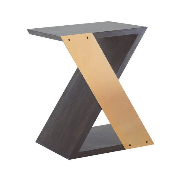 Dimond Home Bedford Solid Wood & Metal Side Table (Black & Gold)