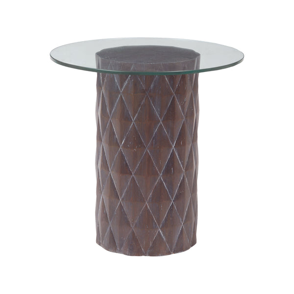 Dimond Home Coco Solid Wood & Glass Side Table (Gray & Clear Top)