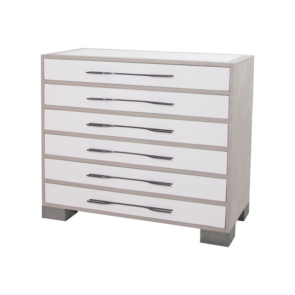 Warren 6 Drawer Cappuccino Foam Grey Vintage Tall Chest Dresser Drawer