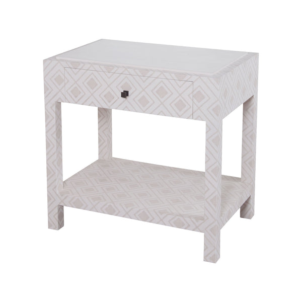 Dimond Home Kent Fabric Wrapped Wood Side Table (White & Gray)