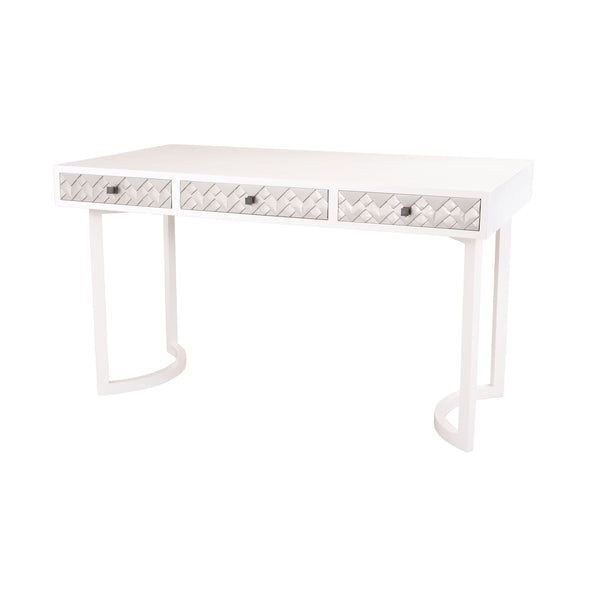 Ogburn Deco Writing Cappuccino Foam Champagne Gold Carved Console Table Desk