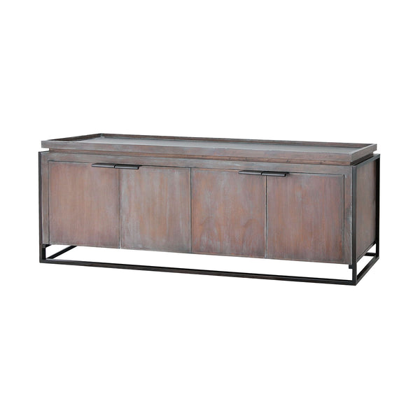 Milford Entertainment Heritage Grey White Wash Finish Brass Console Table Desk