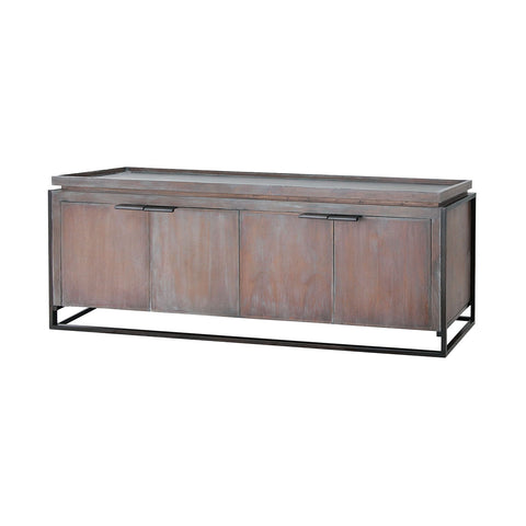 Milford Entertainment Heritage Grey White Wash Finish Brass Console Table Desk