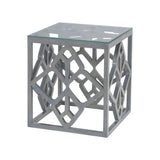 Dimond Home Bain Wood & Glass Side Table (Gray & Clear Top)