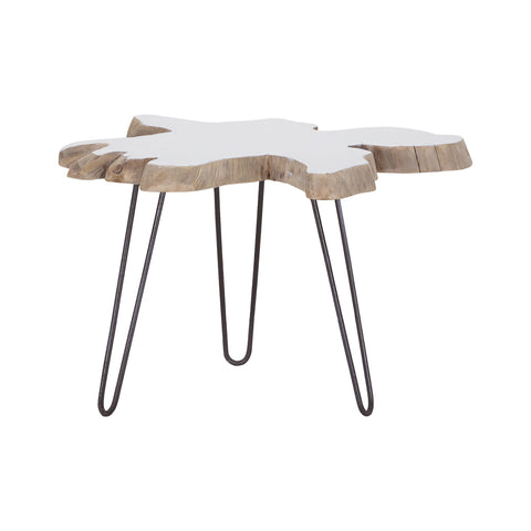 Sterling Jambi Wood & Metal Accent Table (White & Black)