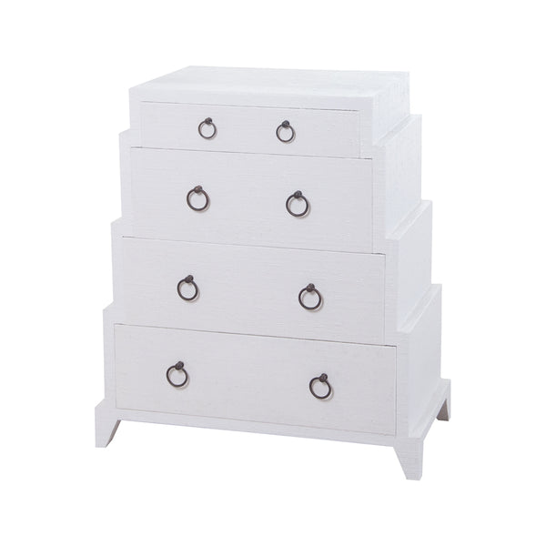 Ziggurat Dresser Natural Raffia White Vintage Tall Chest Dresser Drawer