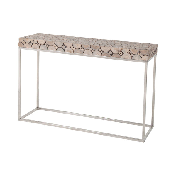 Sterling Terrene Wood & Metal Console Table (Natural Woodtone & Silver)