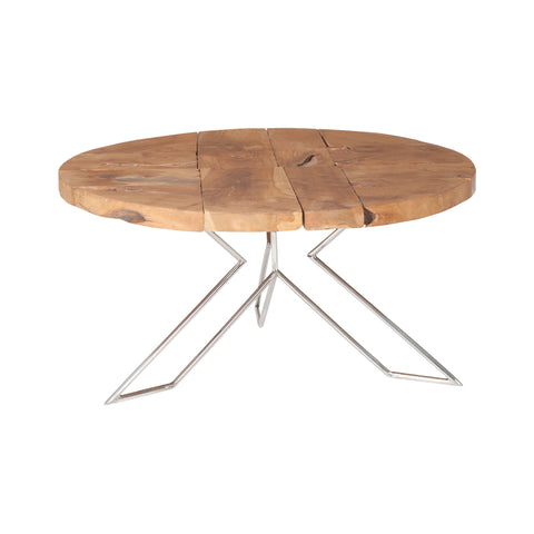 Dimond Home Abstract Priyo Wood & Metal Accent Table (Natural Woodtone & Silver)
