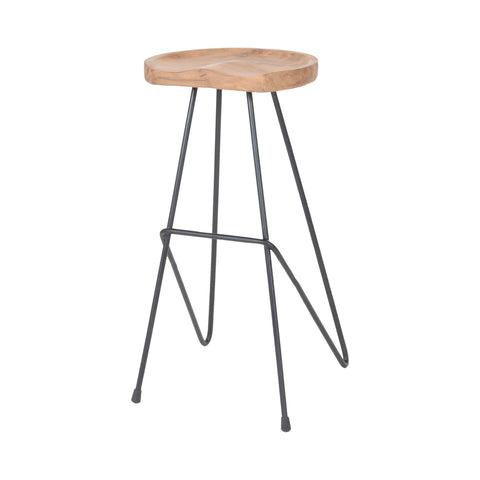 Sterling Backon Iron & Wood Stool (Natural Woodtone & Black)