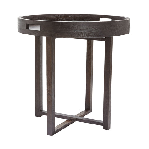 Dimond Home Large Round Wood Side Table Tray (Walnut)