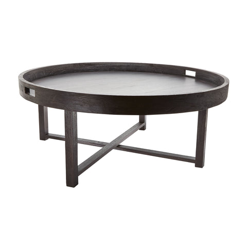 Dimond Home Round Black Wood Coffee Table Tray (Black)