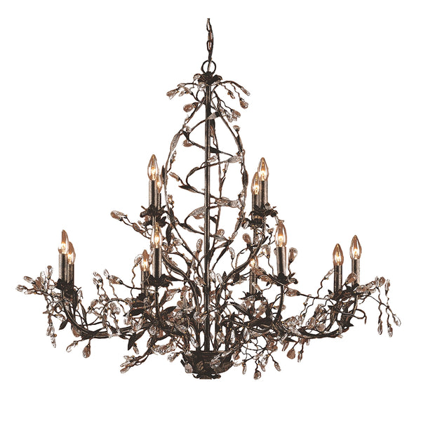 Circeo 12-Light with Branches Deep Rust Light Vintage Fixture Ceiling Chandelier