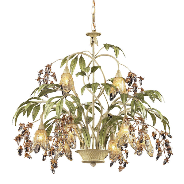 Huarco 8-Light Seashell and Sage Green Light Vintage Fixture Ceiling Chandelier