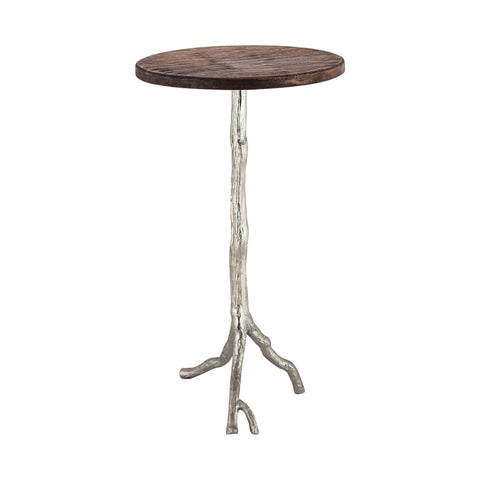 Sterling Wood & Metal Side Table (Silver & Walnut)