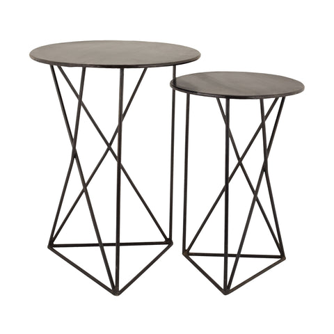 Dimond Home Geometric Metal Accent Tables – Set of 2 (Black)