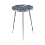 Dimond Home Mykonos Metal & Stone Side Table (Silver & Blue)