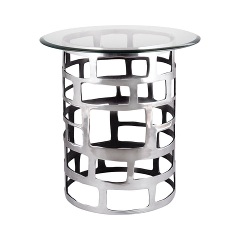 Dimond Home Organic Cutouts Metal & Glass Side Table (Silver & Clear Top)
