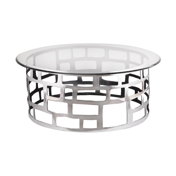 Dimond Home Organic Cutouts Metal & Glass Coffee Table (Silver & Clear Top)