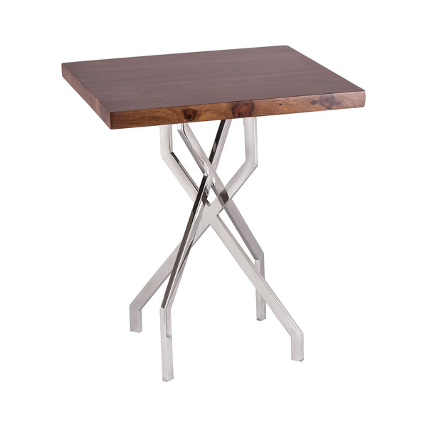 Dimond Home Stick Leggy Wood & Metal Side Table (Walnut & Silver)